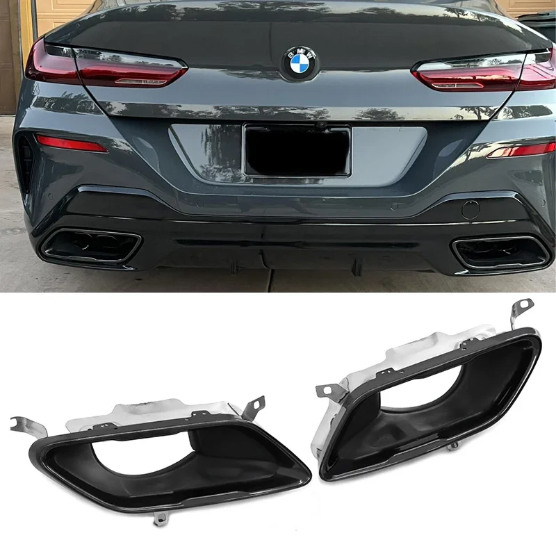 304 Stainless Steel Exhaust Tailpipes For BMW 8 Series 840i G14 G15 G16 Black Tailpipes Square Tip Exhaust System Muffler Tip