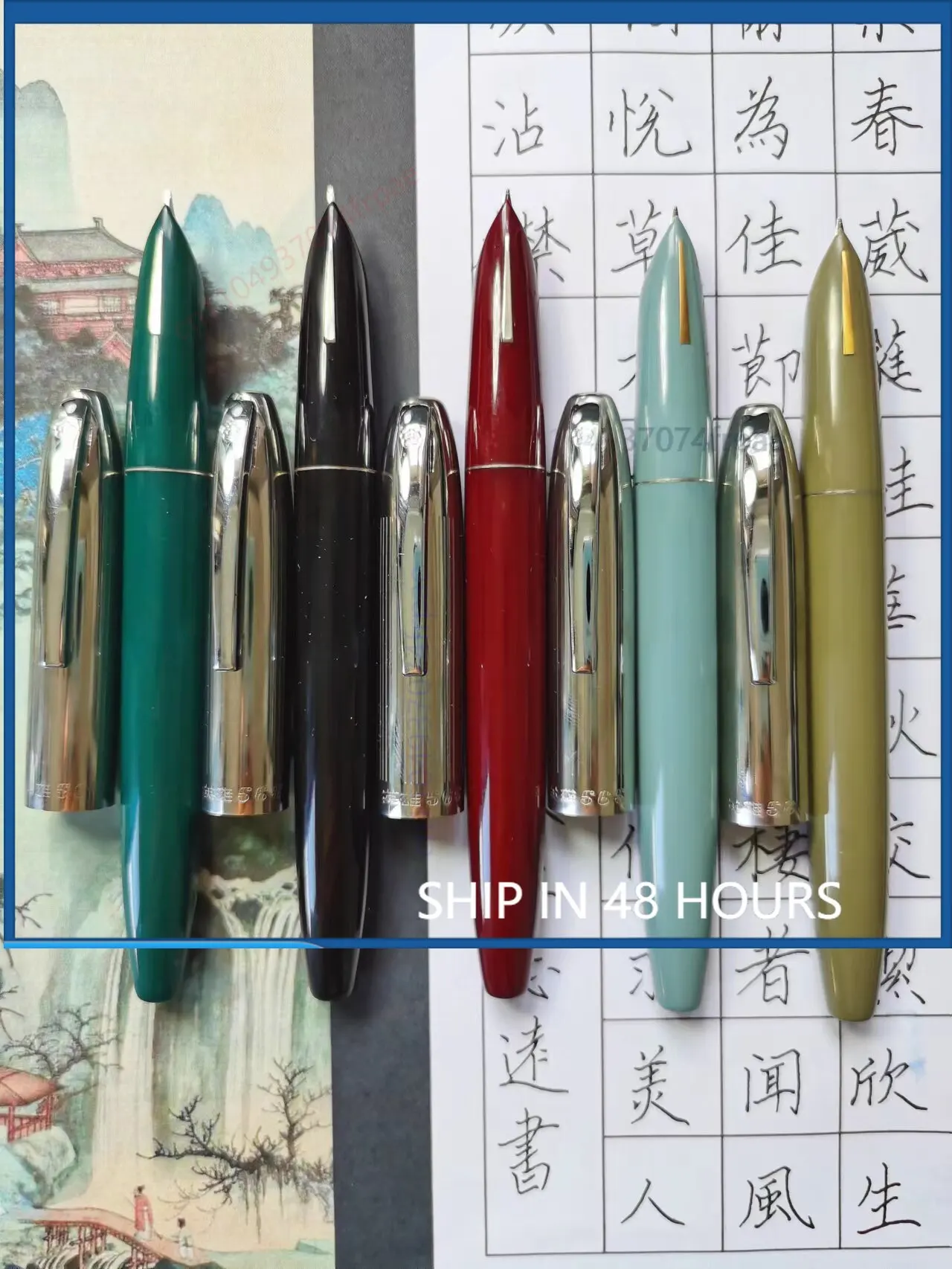for-hero-565-iridium-fountain-pen-thick-barrel-hooded-nib-hand-polished-long-knife-style-writing-pen-squeezable-ink-cartridge