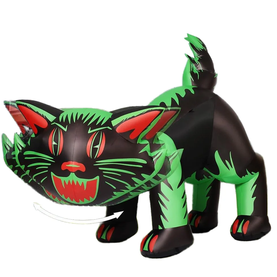 7 FT Halloween Cat Inflatables Outdoor Indoor Party Decorations with Shakable Head Built-in LEDs