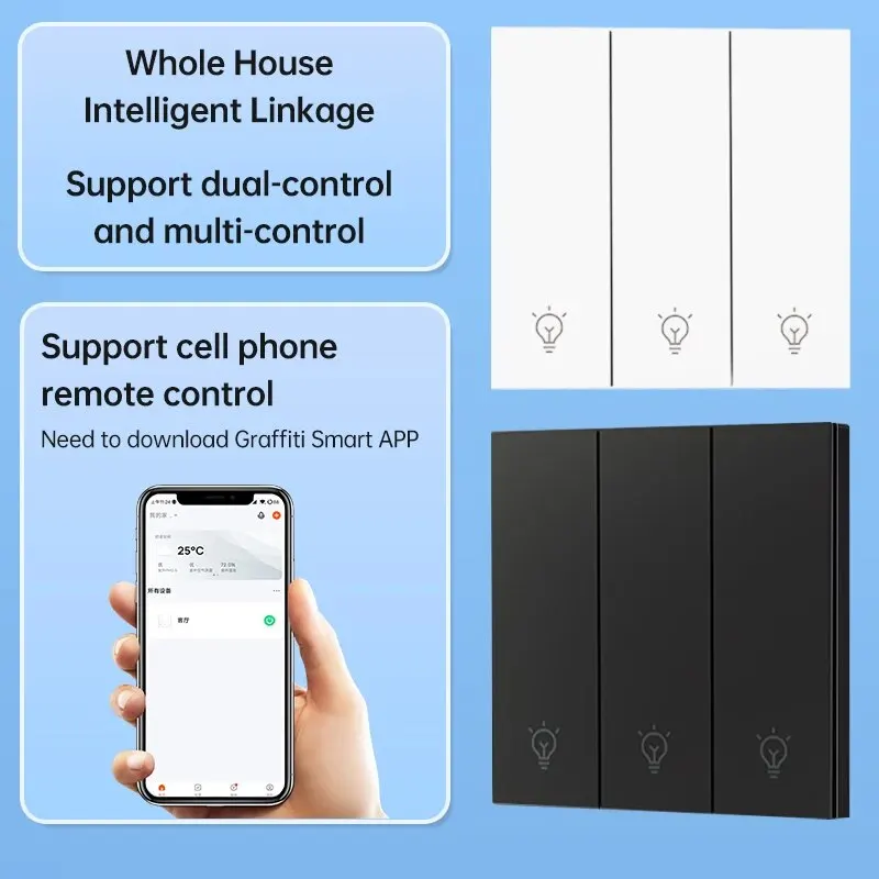 Diymore DH-313 WiFi Smart Intelligent Switch Control Panel Mobile Remote Control 86 Wall Switch for Home 100-240V