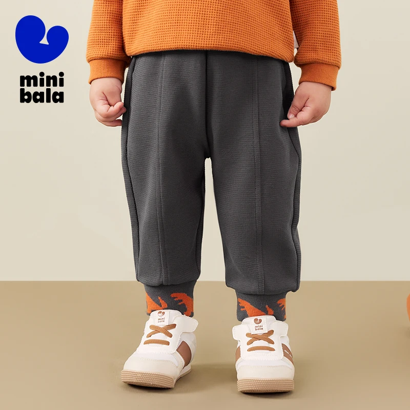 

Mini Bala Boys' Infant-toddler Autumn-Winter Elastic Trousers New Autumn-Winter Long Trousers