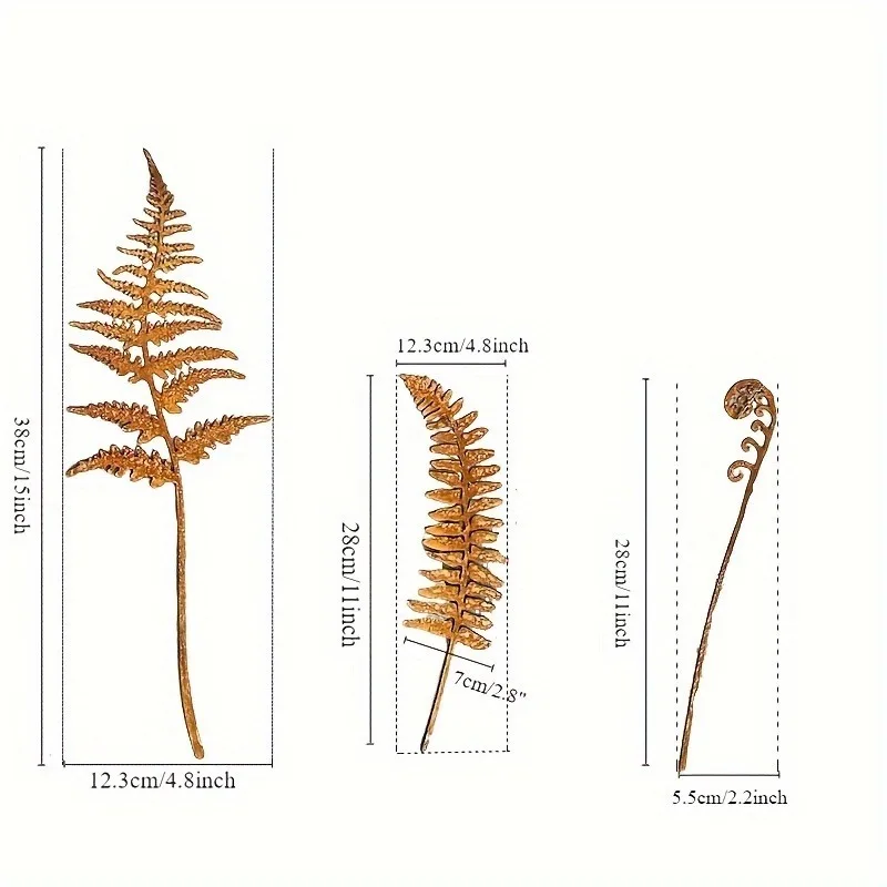 1pc Rusty Fern Leaves Garden Stake Metal Bouquet Rusted Metal Plant Stake Home And Garden Decor Ornament Metal Garden Art