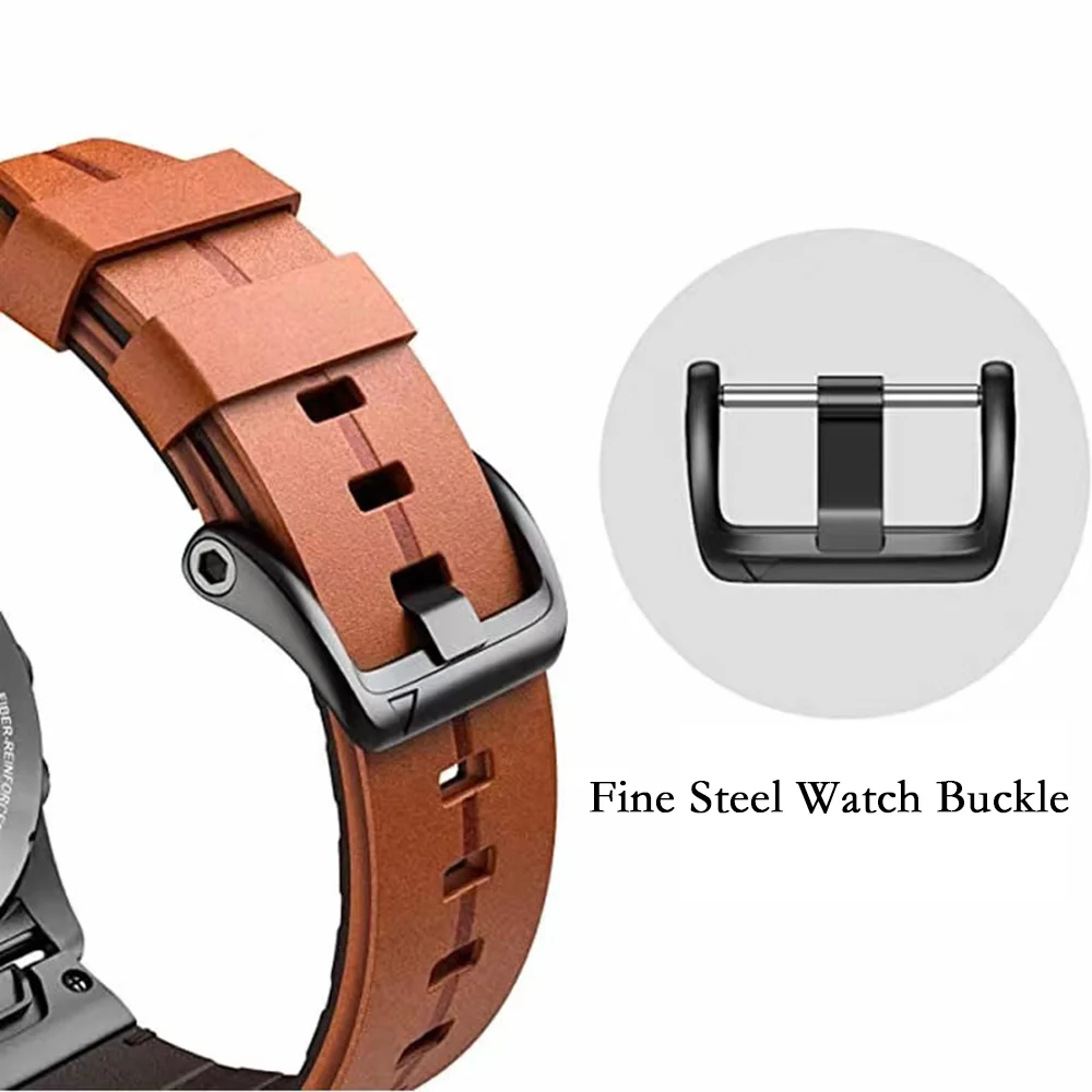 UIENIE 22 26MM Quickfit Genuine Leather Watchband For Garmin Fenix 7 7X Smartwatch Strap Easy Fit Wristband Watch Accessories