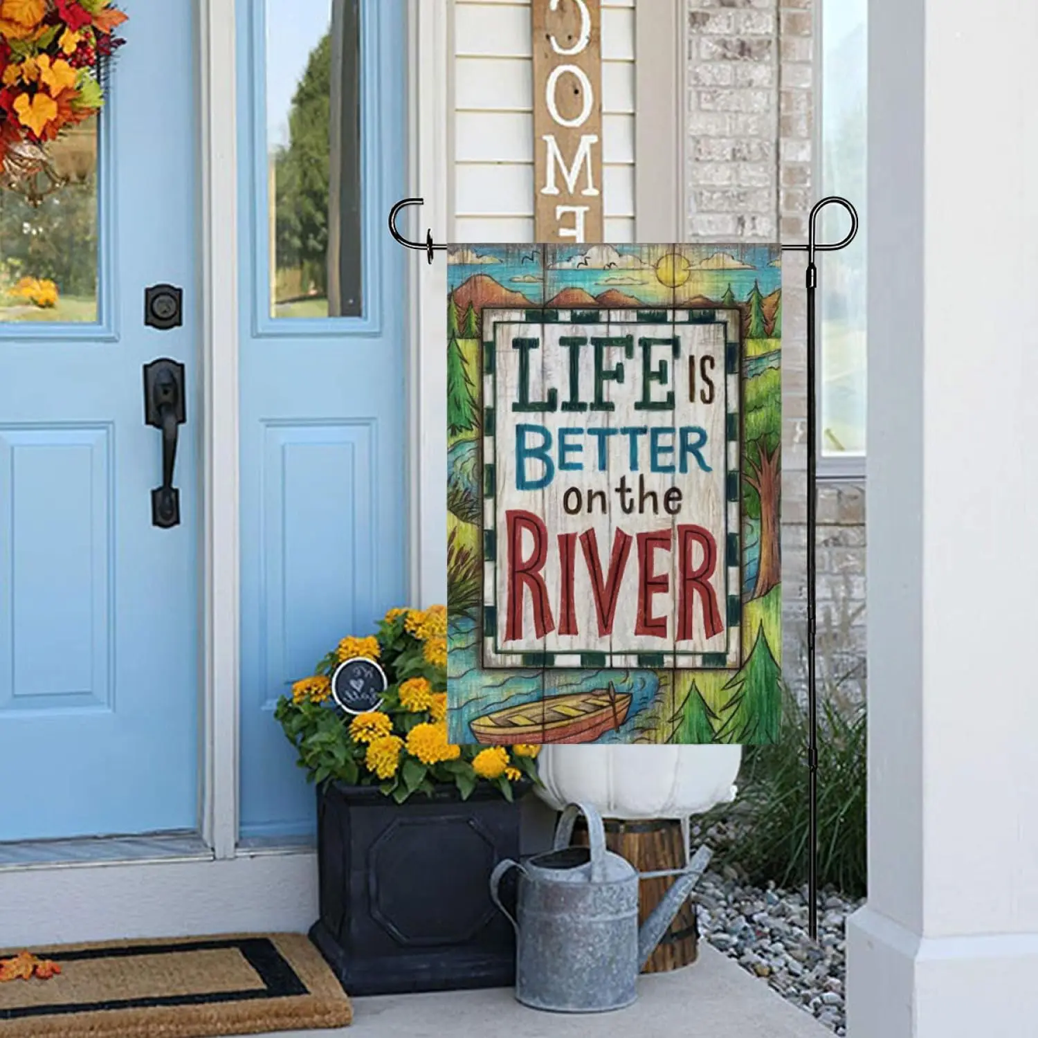 Life is Better on The River Garden Flag Double Sided Outside,House Holiday Outdoor Yard Banner 12x18 Inch IIX yyi