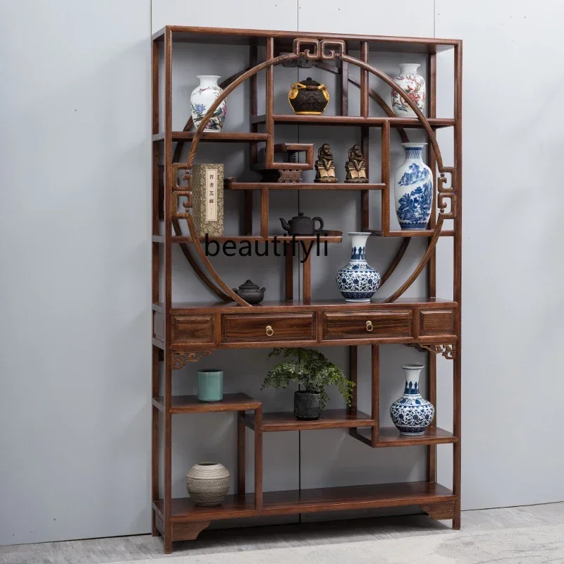 

YH17 1.2 meters round, Bogu frame solid wood Chinese display, tea leaves, partition antiques, golden pears