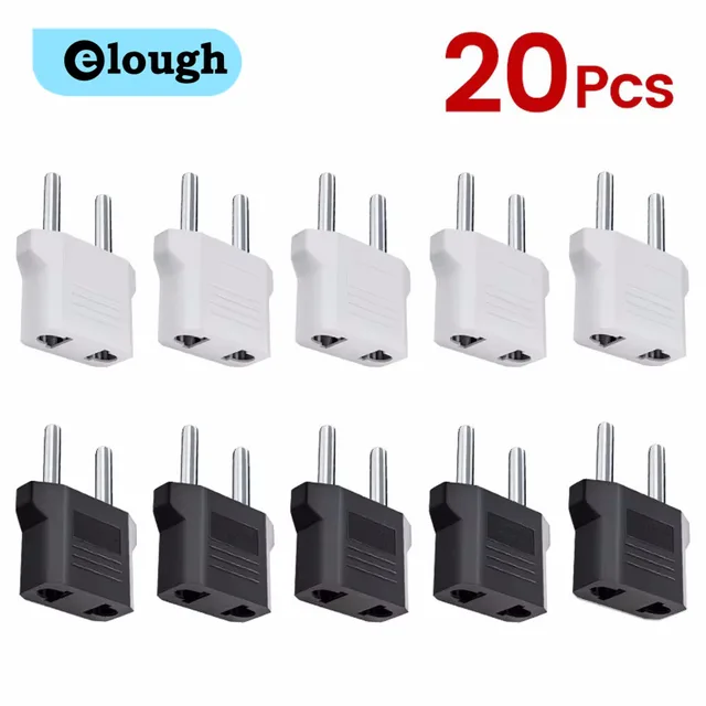 elough 1-20szt Adaptery wtyczek elektrycznych z USA do UE Konwerter zasilania podróżnego z USA do Chin KR do Europy Adapter wtyczki