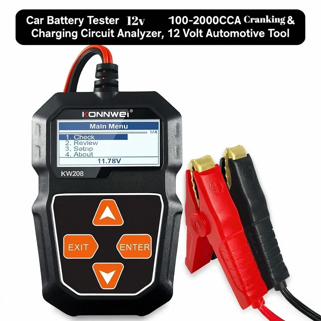 

Car Battery Tester 12V, 100-2000CCA Cranking & Charging Circuit Analyzer, 12 Volt Automotive Tool