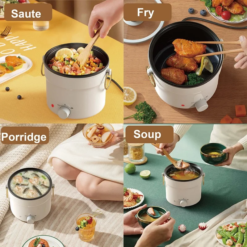 1L وعاء الطبخ الكهربائي طالب عنبر منخفضة الطاقة إناء/ قدر متعددة الوظائف آلة الإفطار باخرة غير عصا مقلاة 220 فولت