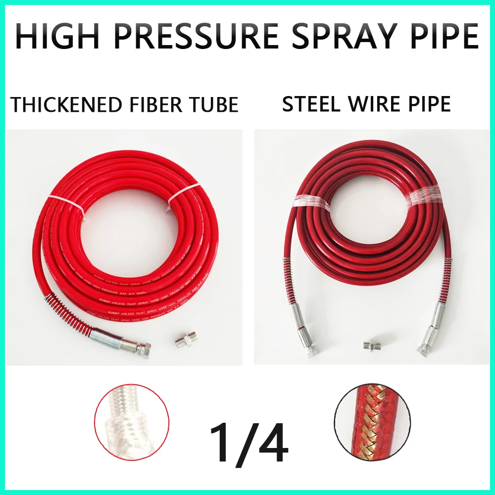 

Red 1/4 Double-Layer Fiber Pipe Steel Wire Pipe Explosion-Proof Flexible High-Pressure Airless Spray Paint Pipe