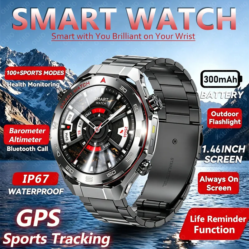 

2026 Smart Watch Men Multi Sport Mode Sleep LED Flashlight Health Monitoring Air Pressure IP67 Waterproof BT Call Smart Watch