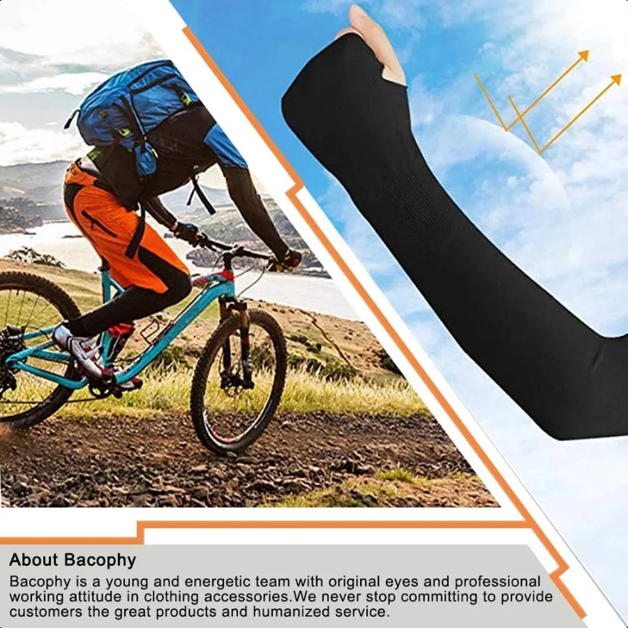 Bacophy 3 Pairs Arm Sleeves with Thumb Holes Women Men UV Protection Cooling UPF 50 Comprion Long Arm Cover