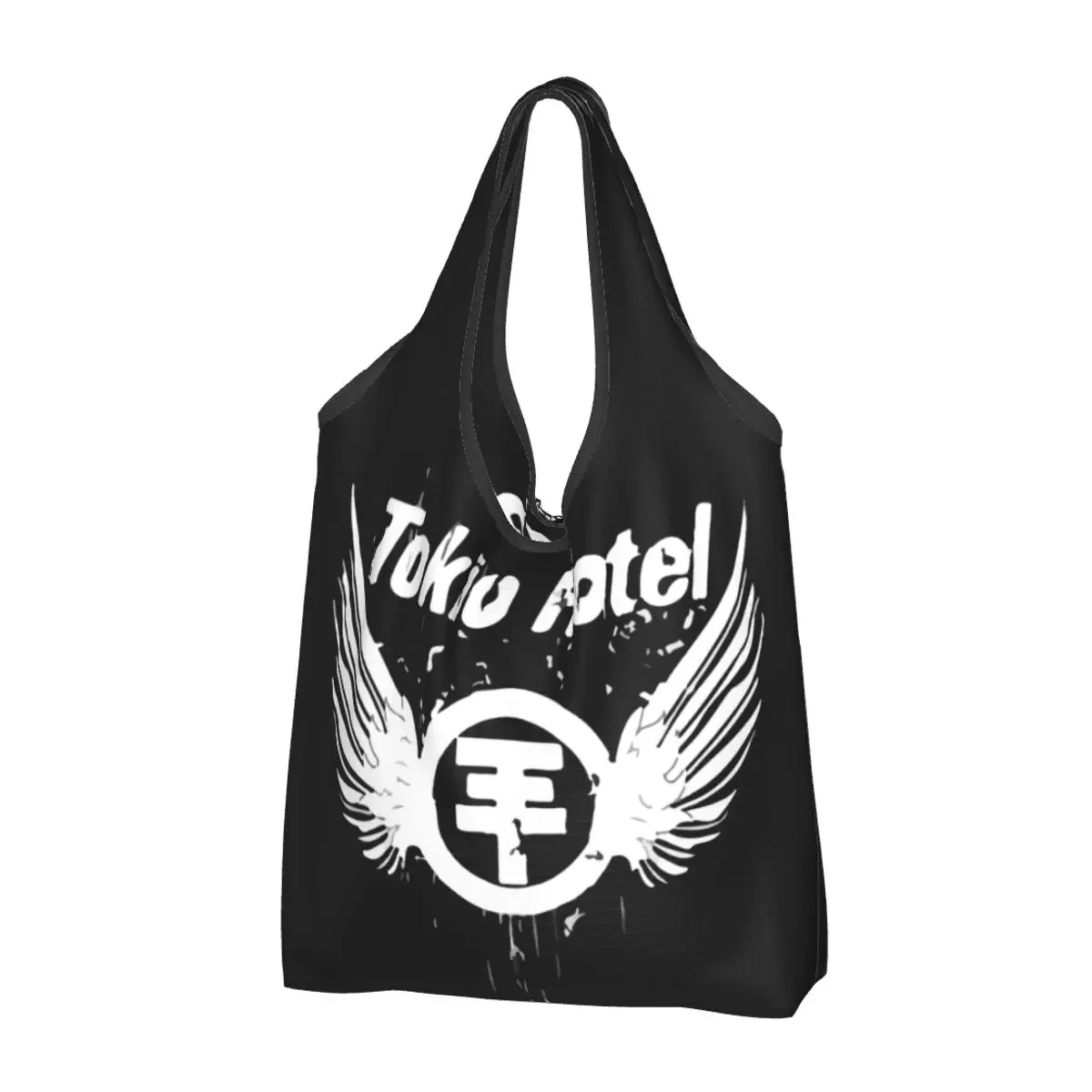 Tokio Hotel Logo Shopping Bags Reusable Grocery Tote Bags 50LBS Ripstop Large Capacity Rock Music Handbag Machine Washable