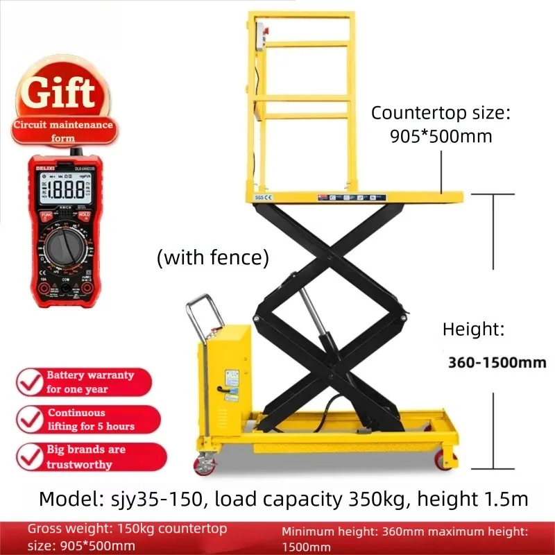 Mesa elevadora de tijera hidráulica Rise 2m 4m, plataforma móvil Manual de 500KG, manipulación de materiales para taller de camiones