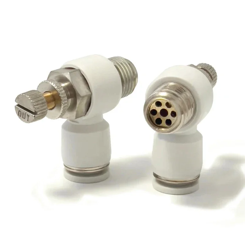 1PCS High Quality White Adjustable Quick Connector SL4-M5 SL6-01 8-02 03 Flow Regulating Valve Quick Plug Pneumatic Fittingss