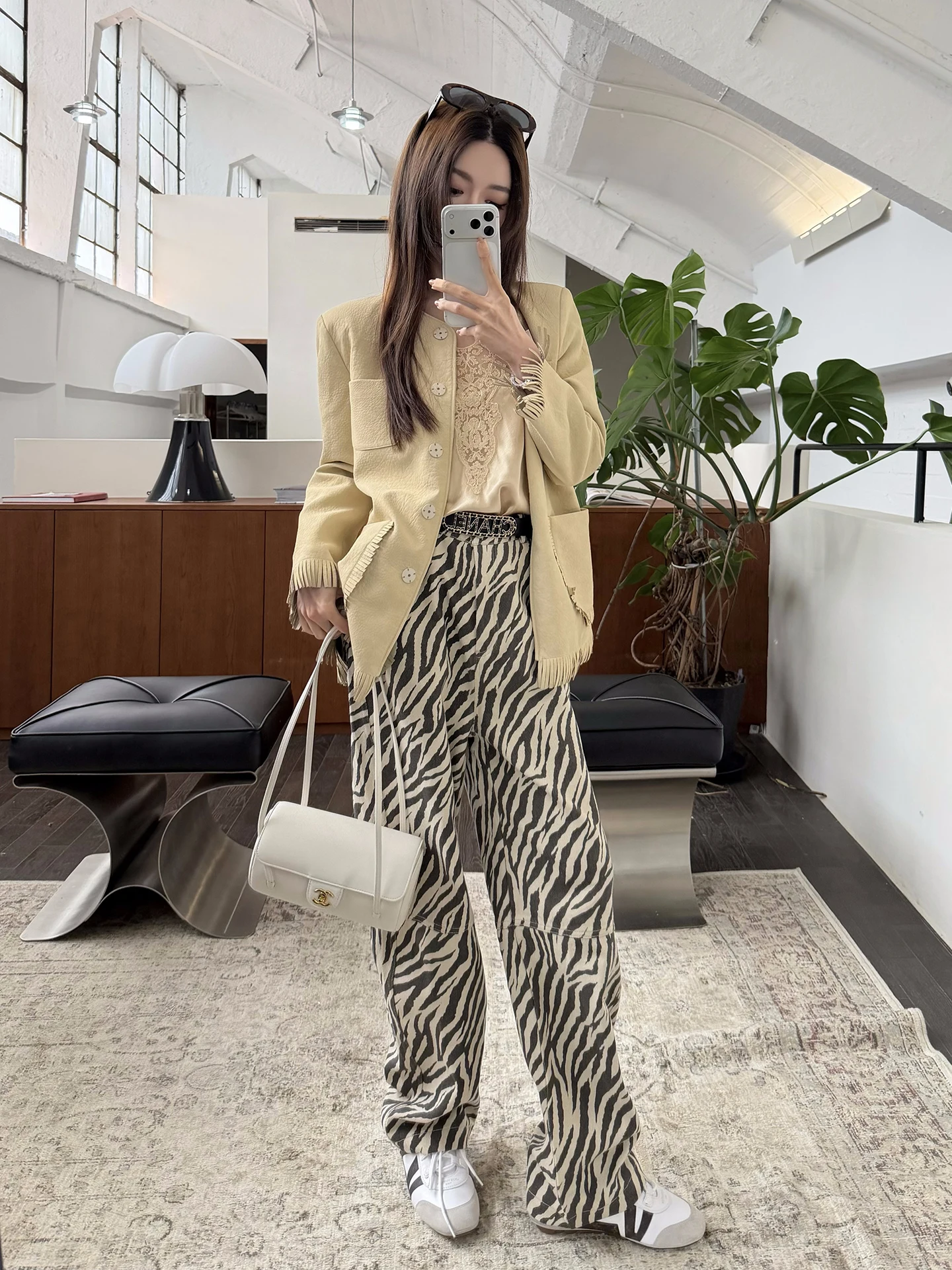 

Women's Loose Wide Leg Jeans Zebra Pattern Casual Versatile Design High Waist Spring Fashion SMOL "Nomadic" Collection