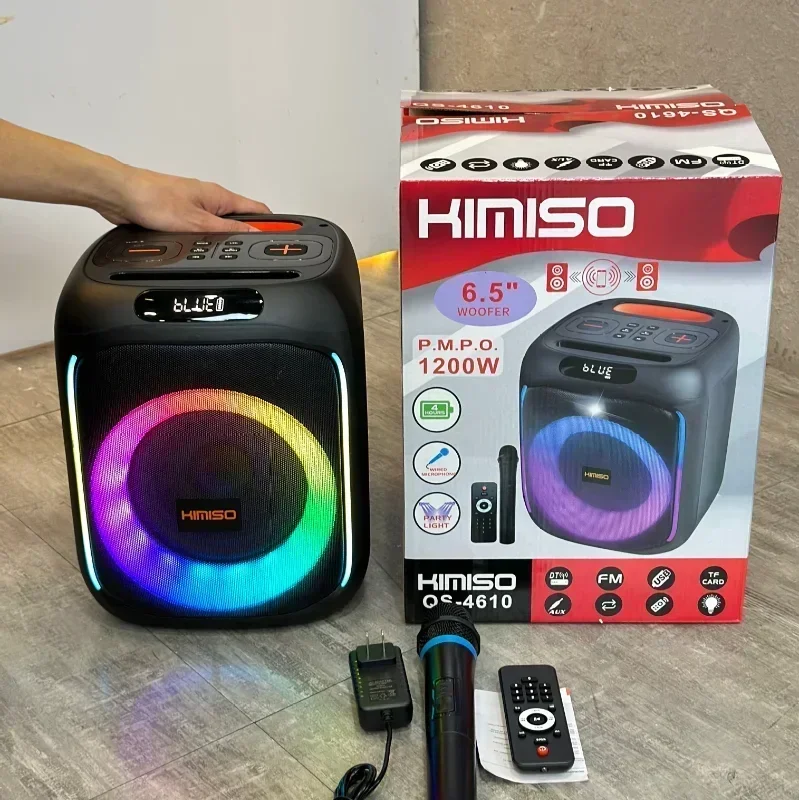 P.M.P.O 1200 Вт, оснащенный микрофоном, мощный уличный модный звукосниматель RGB, ритм-свет, Bluetooth-динамик, вечеринка в кемпинге