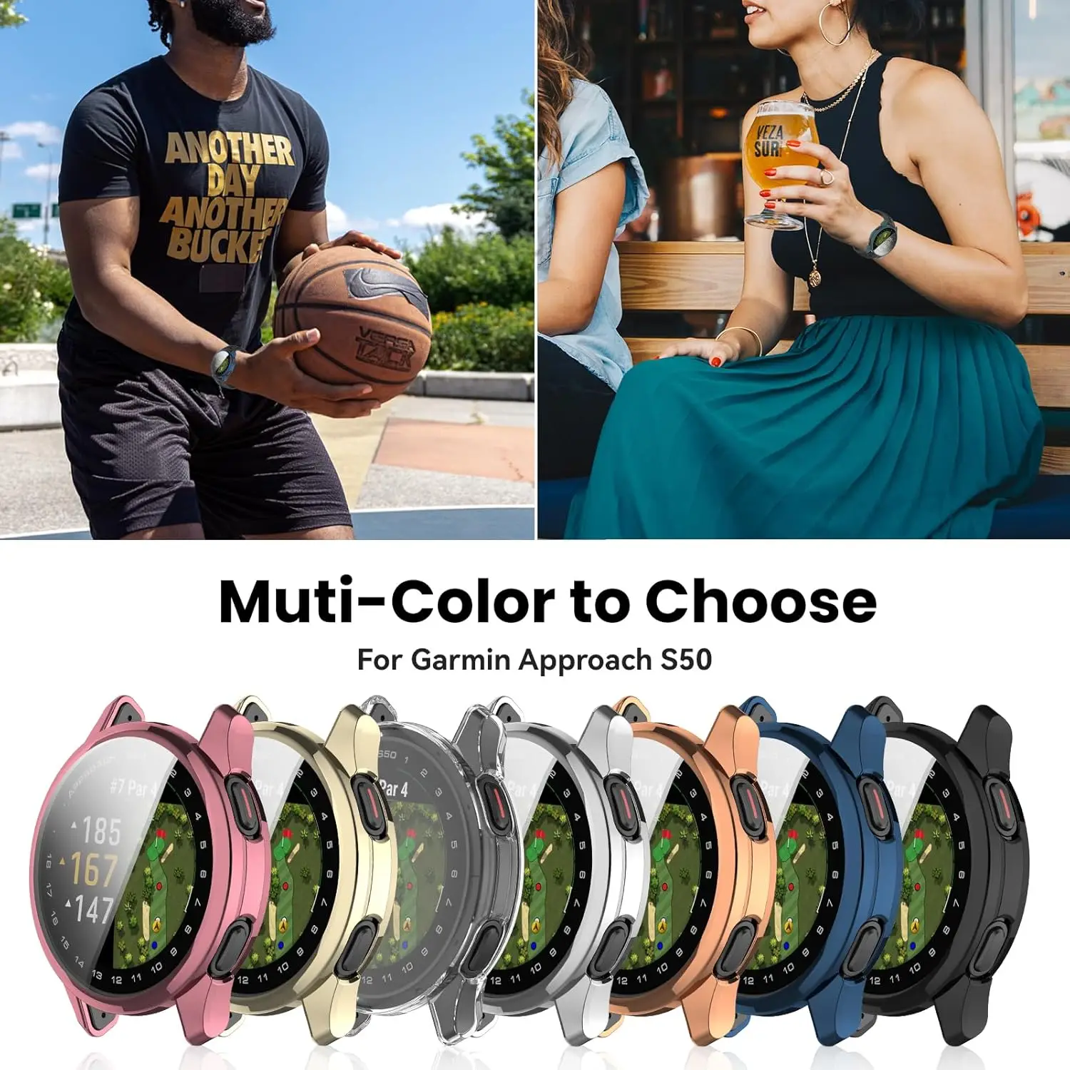 Custodia per orologio in TPU per Garmin Approach S50 Guscio protettivo Protezione per schermo Copertura antigraffio per accessori Garmin Approach S50