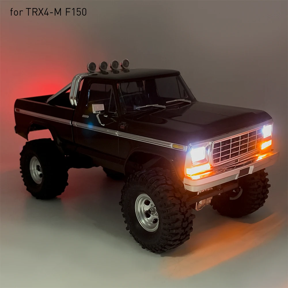 YEAHRUN TRX4M Simulated Front Headlight & Rear Taillight LED Lights Roof Light for TRX4-M Chevrolet K10 or F150 1/18 RC Car Part