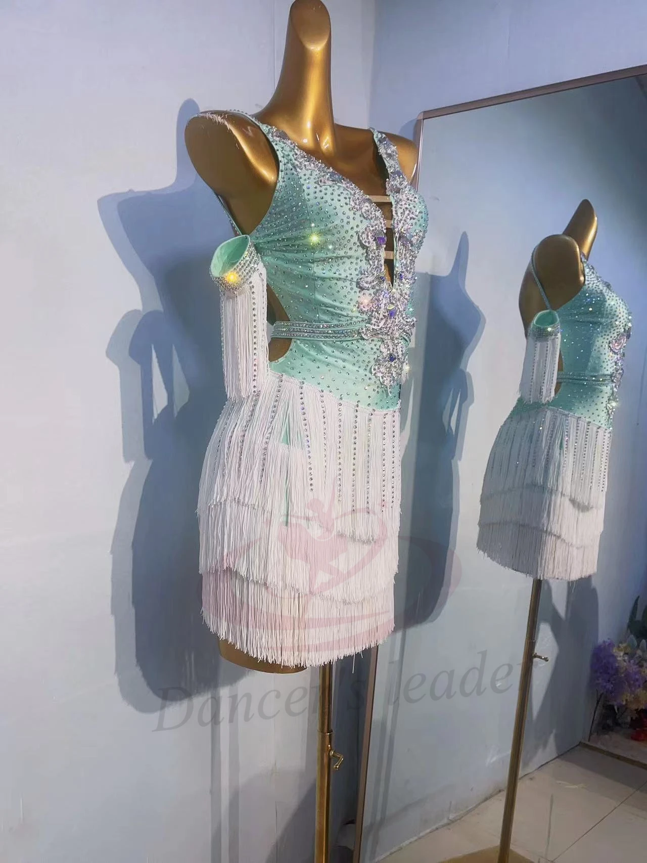 라틴 댄스 대회 여성용 고급 맞춤형 반짝이는 드레스, 술, 룸바 탱고 퍼포먼스, 블랙 풀 드레스