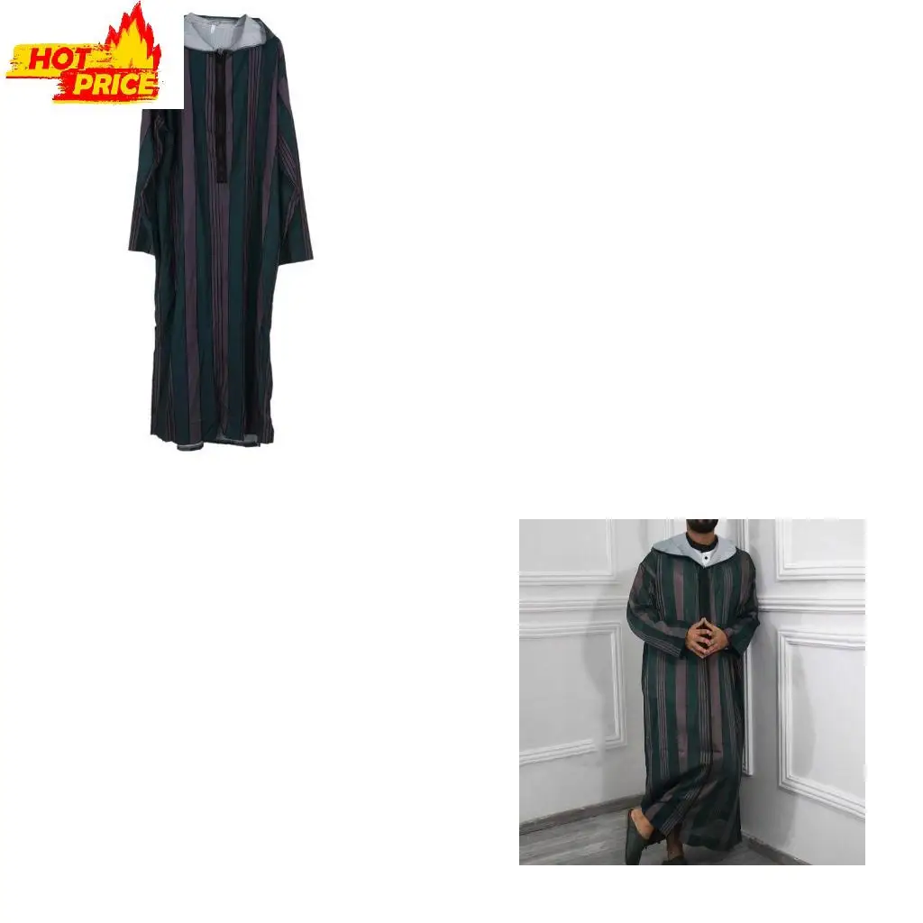 

Men Islamic Clothes Long Sleeve Muslim Dubai Arabic Kaftan Robe Hoodies Shirt