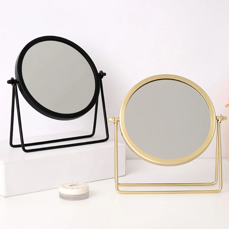 

Rotatable Makeup Mirror Desktop Dressing Mirror Creative Fashion Metal Texture Professional Ladies Single-Sided Makeup Mirror