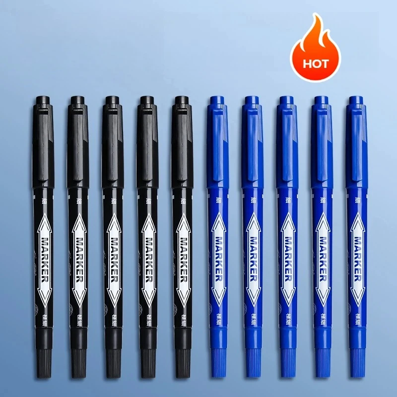 

10 шт., двуглавый маслянистый маркер, черный/синий/красный масляный маркер, художественные маркеры, канцелярские принадлежности, офисные и школьные принадлежности, маркеры