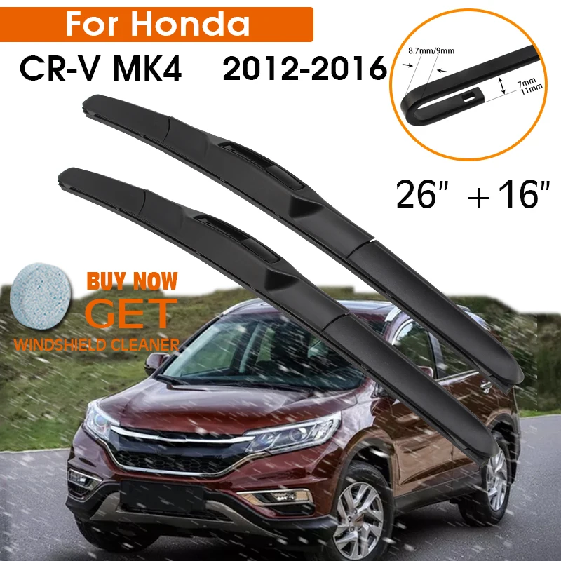 

Car Wiper For Honda CR-V MK4 2012-2016 Windshield Rubber Silicon Refill Front Window Wiper 26"+16" LHD RHD Auto Accessories