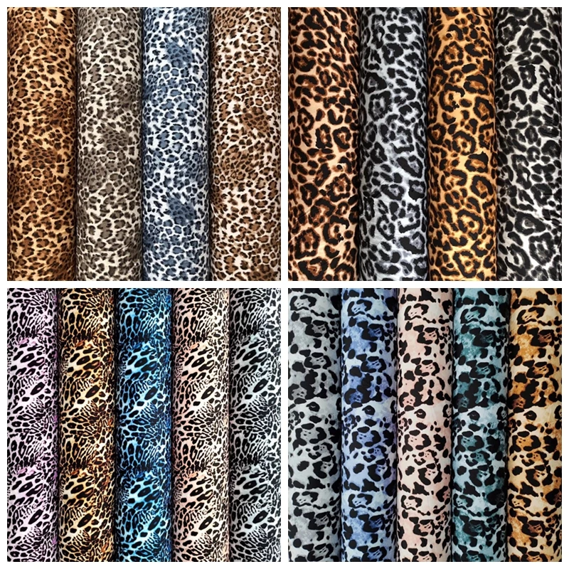 

Leopard Print Fabric Plain Satin European And American Style DIY Dress Shirt Casual Pants Clothing Fabric Thin And Soft