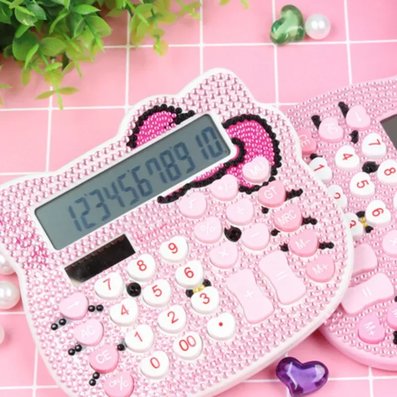 Sanrio Hello Kitty Calculator Bow Tie Heart Diamond Creativity Anime Figure Kawaii KT Cat Students School Stationery Gifts