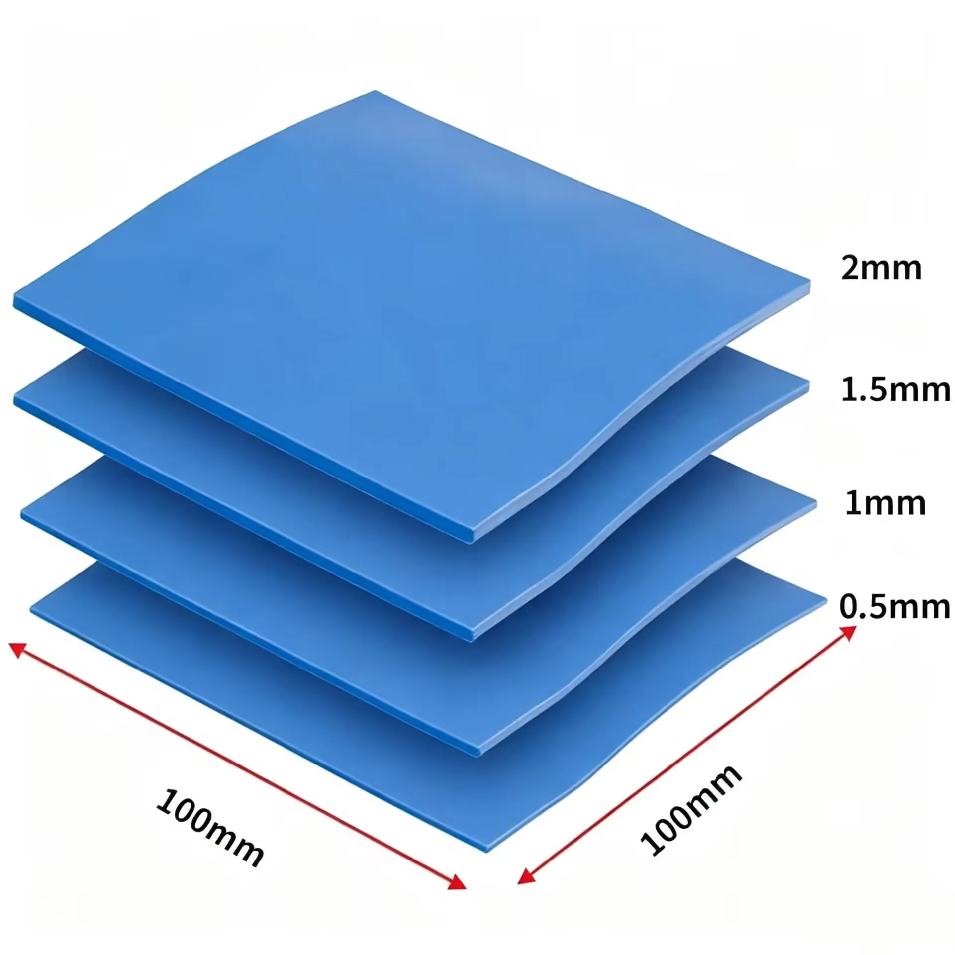 Laptop silicone heat sink mat, 100x120mm 0.3mm 0.5 mm 1mm 1mm 2mm high thermal conductivity 6.0 W / mK, heat-resistant silicone