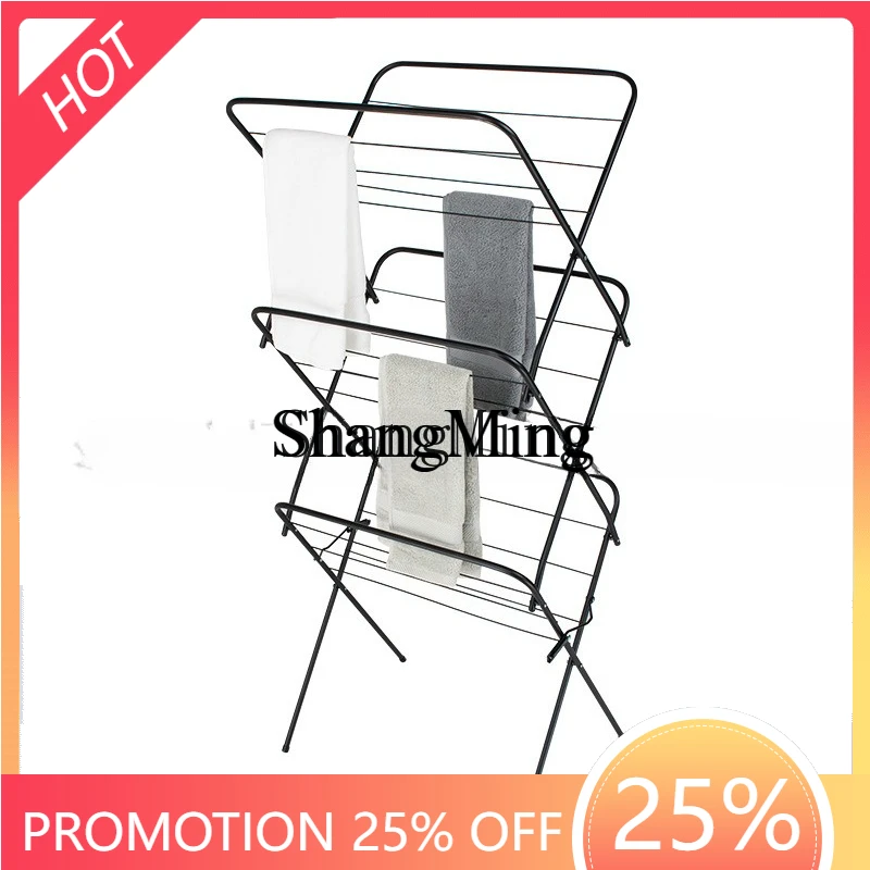 

SM floor-to-ceiling installation-free folding storage drying rack indoor and outdoor mobile three-fold drying rack