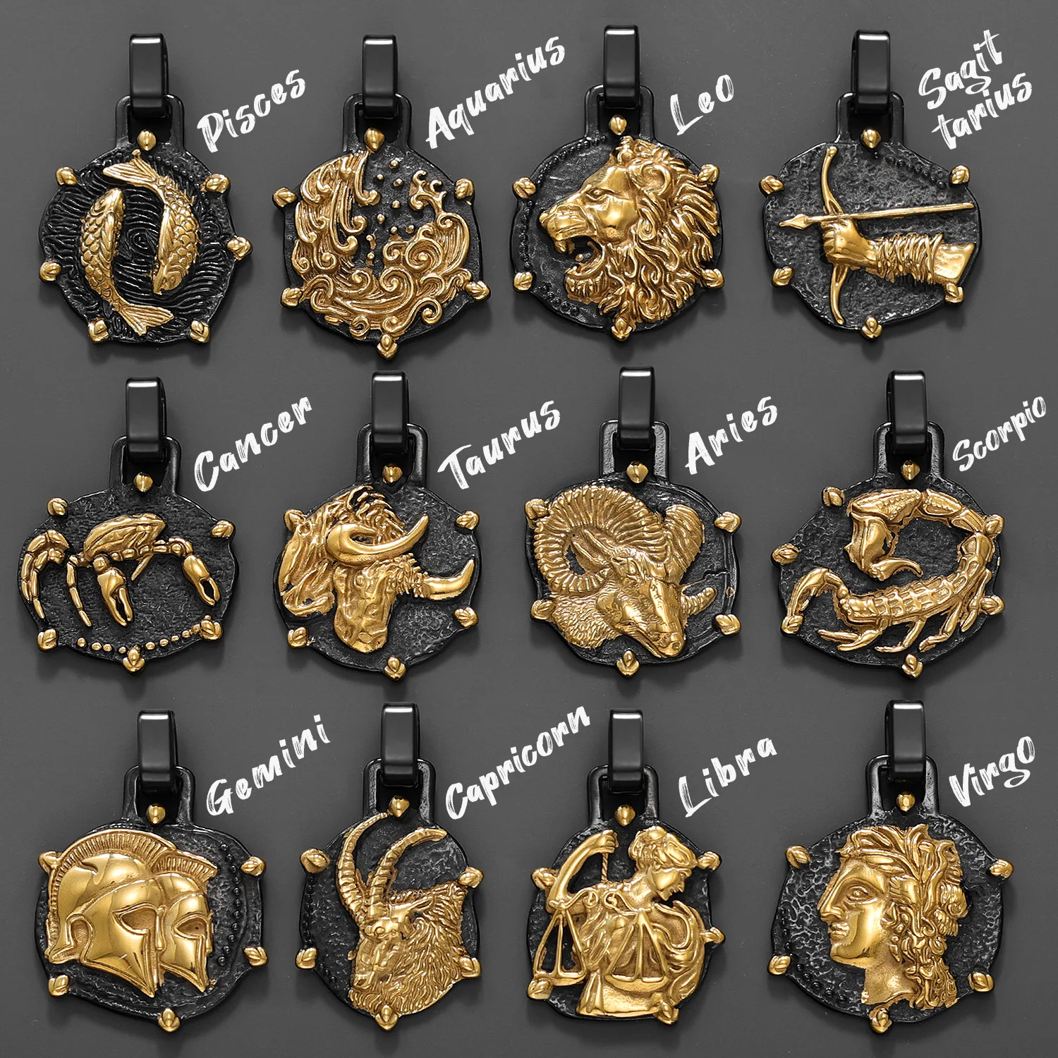

12 Constellation Amulets Men Necklaces Stainless Steel Pendant Chain Women Jewelry Punk Vintage Gifts Accessories Dropshiping