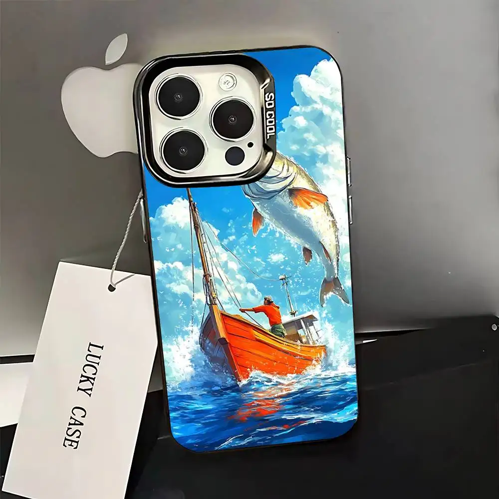 حافظة هاتف على شكل سمكة سمك الشبوط لهاتف آيفون 16,15,14,13,12,11,Pro,XS,Max,Plus,Mini,SE غطاء مقاوم للصدمات من الحلوى السوداء غير اللامعة