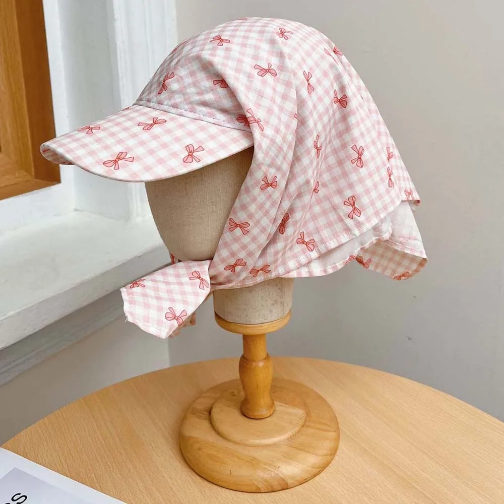 

Fashion Rural Style Headscarf Baseball Hat Plaid Breathable Scarf Peaked Cap Cotton Sunshade Triangle Headscarf Hat Women