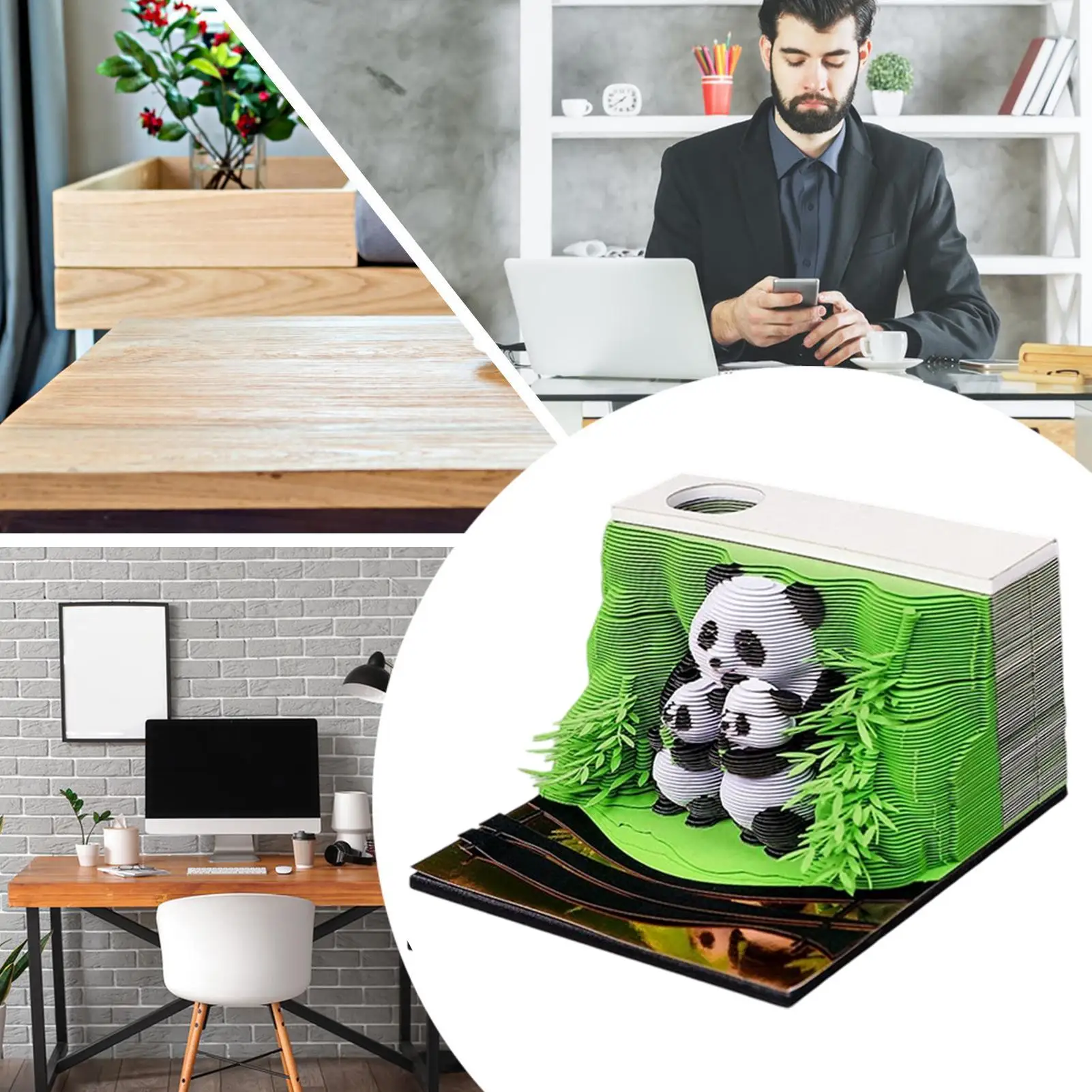 Kalender 3D 2026 Patung Kertas Panda 3D Notepad Dekoratif Memo Pad Lepas Tempel Untuk Meja Nakas Samping Tempat Tidur Sekolah Rumah Kantor