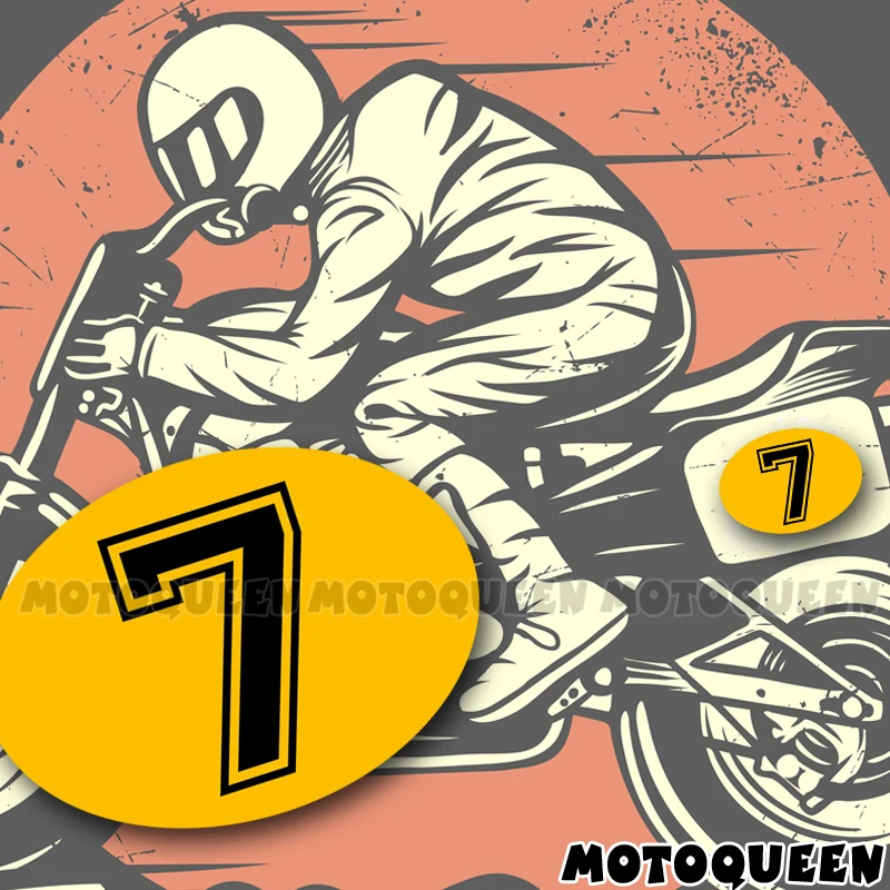 2X Number 0123456789 Motorcycle Car Decal Fuel Tank Side Cover Wind Oval Stickers For Benelli Suzuki Kawasaki Honda BMW Ducati