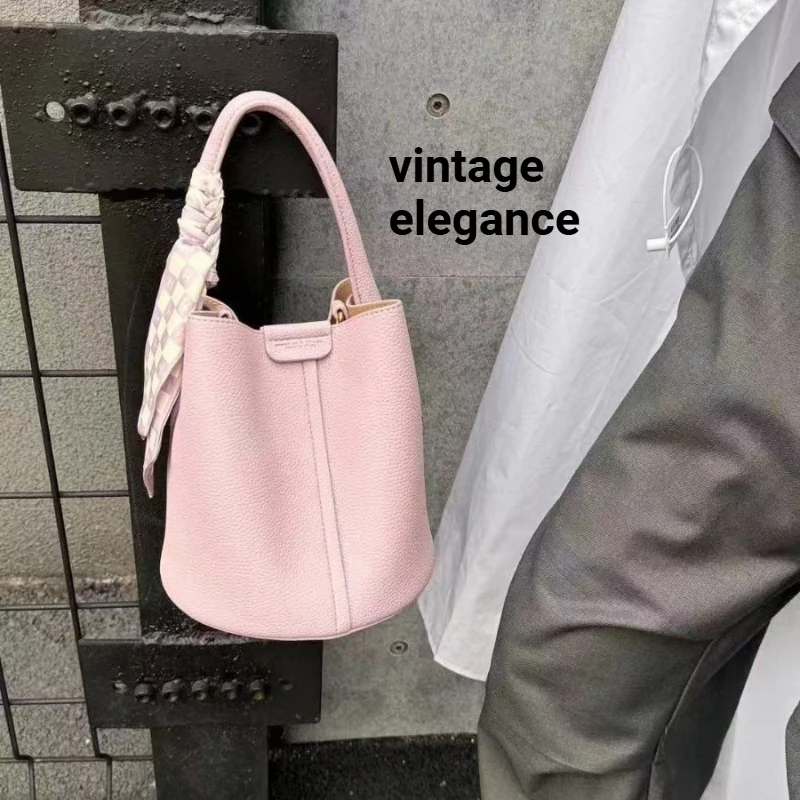 

Retro scarves, water bucket bags, spring and summer women's bags, simple and versatile, crossbody, single shoulder handbag