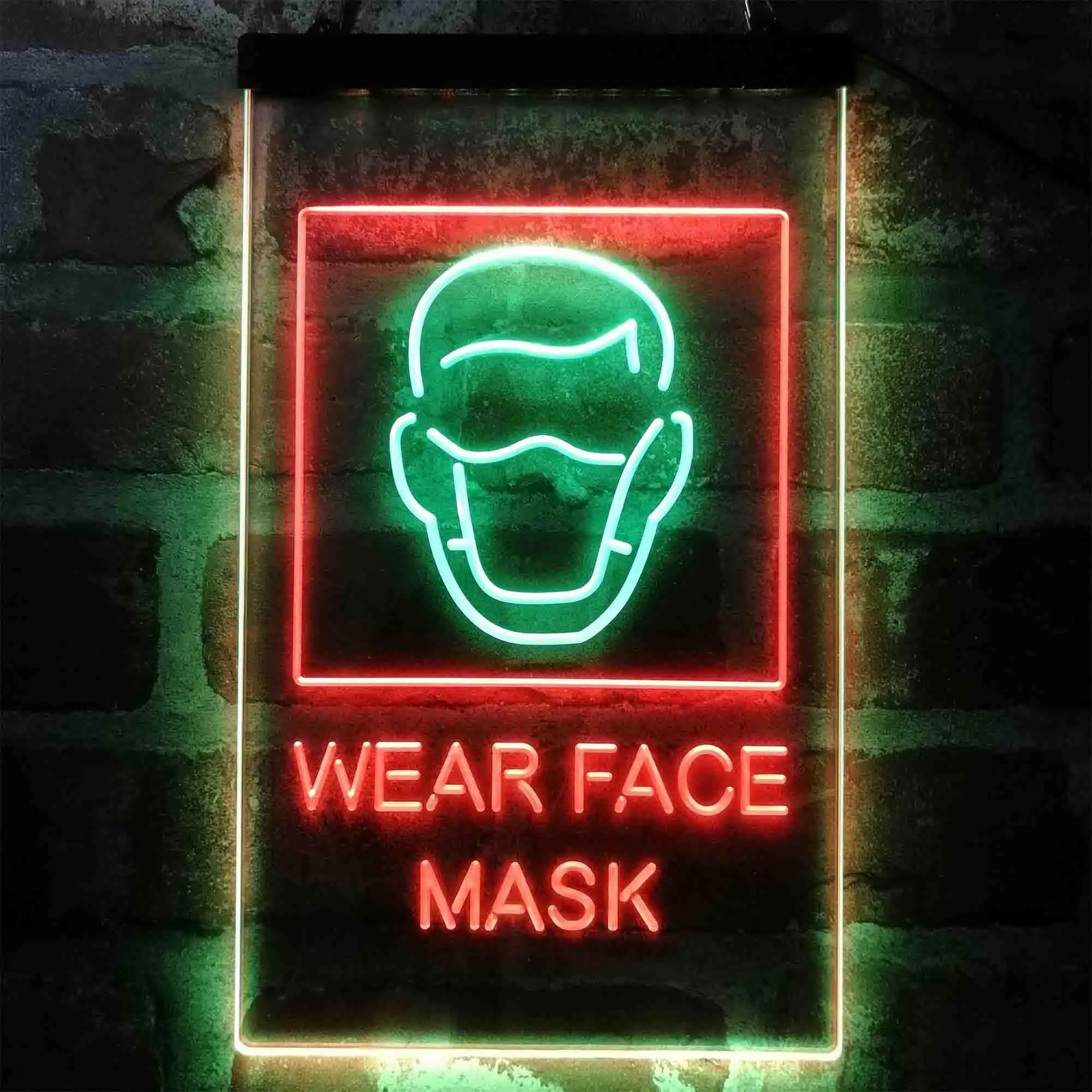 Wear Face Mask Required Notice Dual-color LED Neon Sign st6-i3981
