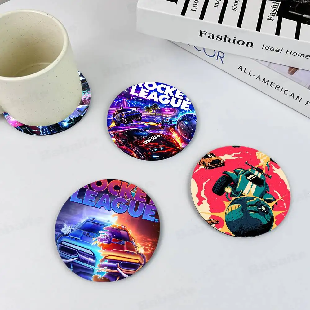 Game R-Rocket League Coasters Suitable for daily family gathering decoration, kitchen, anti-slip wooden coasters