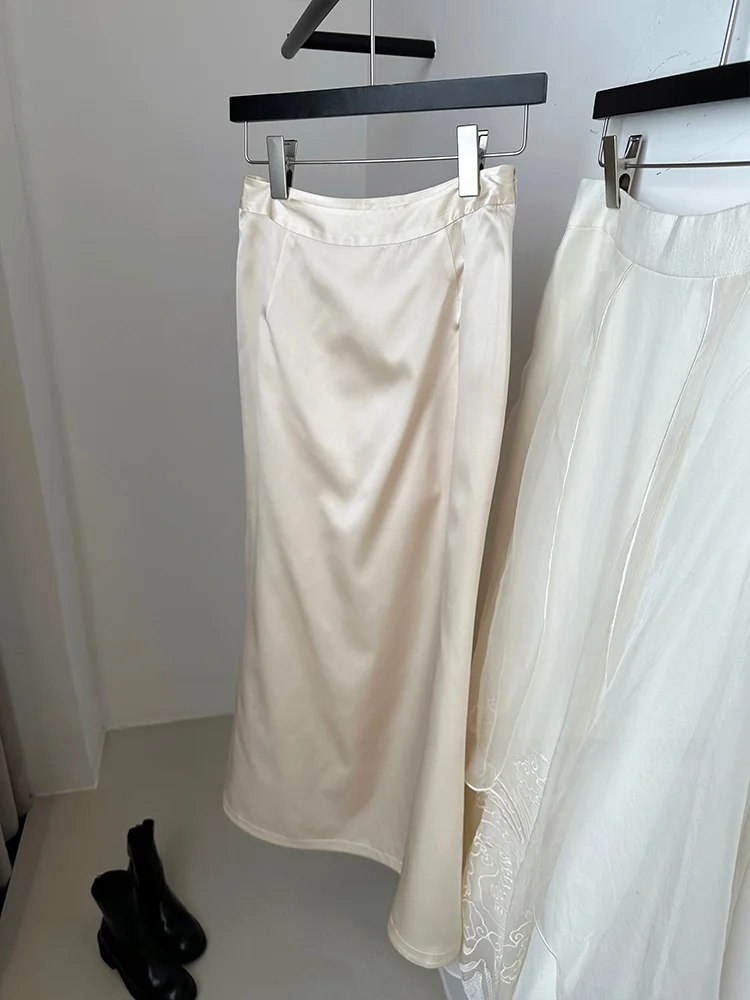 

New Chinese Sle plus Size Women's Mid-Length Skirt Embroidered Floral High Waist Fi Tail Ele Versatile Faionable