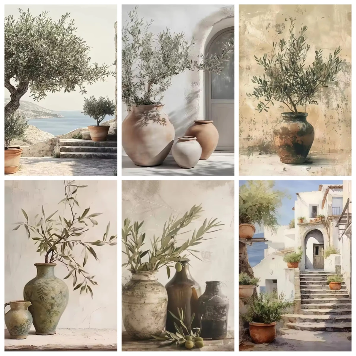 Digital Oil Painting Rustic Vase and Scenery Olive Branch By Numbers on Canvas Home Decor for Living Room Bedroom Handmade Gift