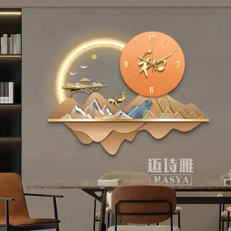 European Restaurant Wall Clocks Art Mural Simple Nordic Led Luxury Xenomorph Wall Watch Waiting Lightweight Wanduhr Home Decor