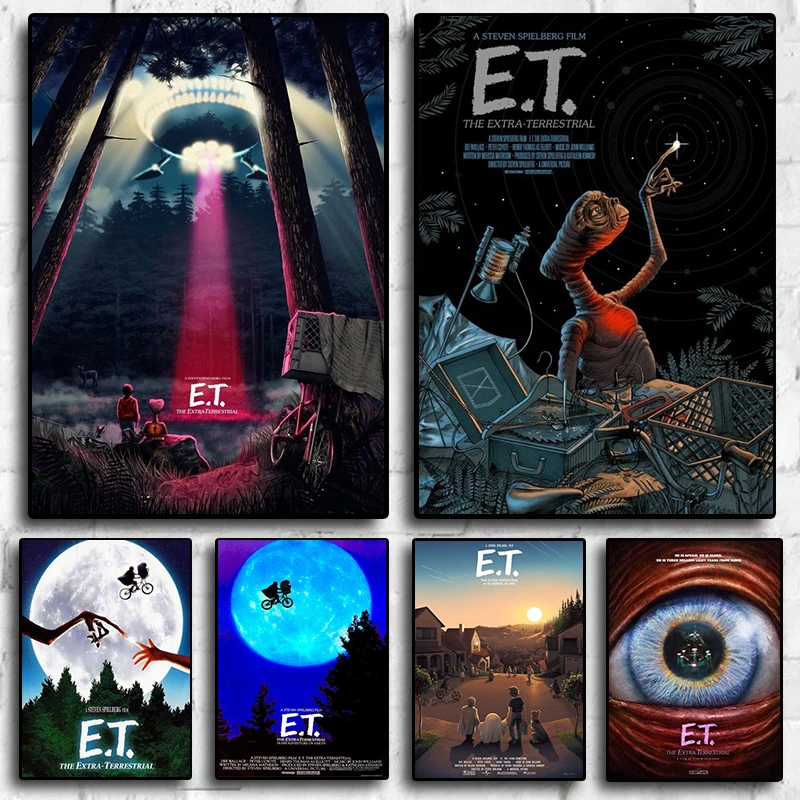 Película e. T. the Extra-terrestre 80s Retro Wall Art Decoration Posters Home Decoration Canvas Living Room Picture Painting Poster