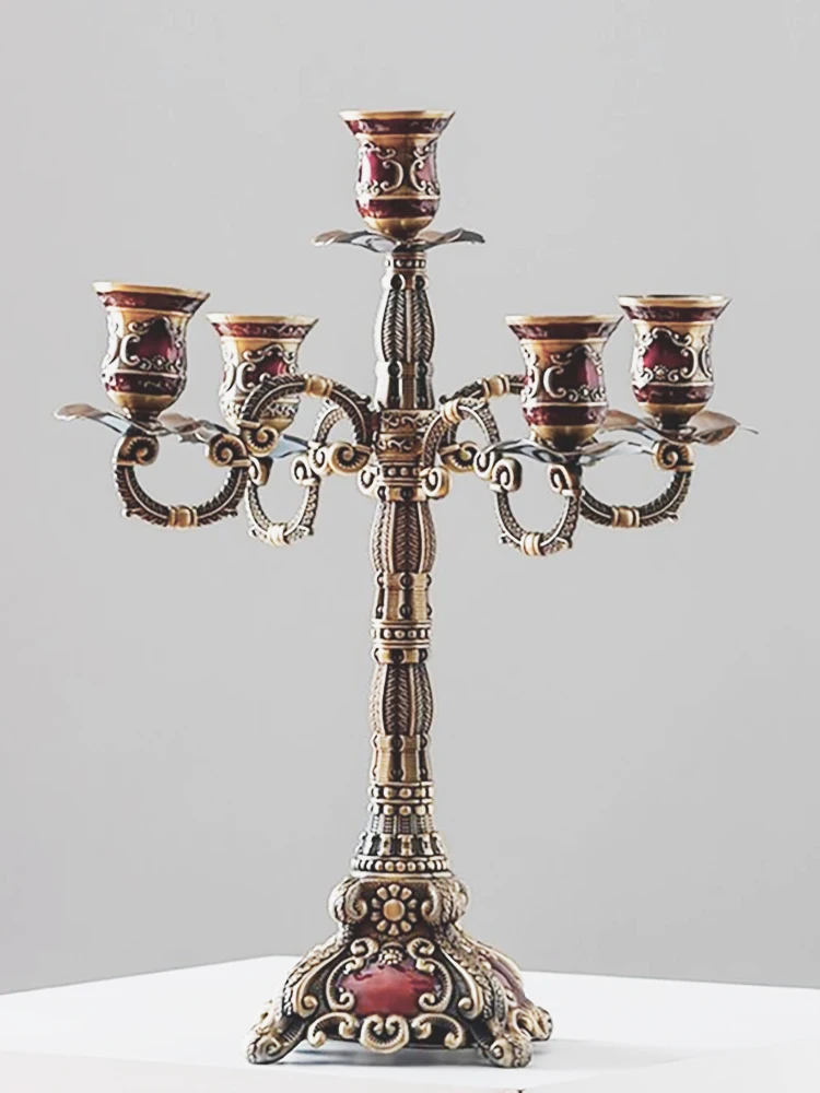 Retro Alloy Bronze Candle Holders Home Decoration Candlestic Wedding Candlestick Party Candelabra Christmas Table Centerpiece