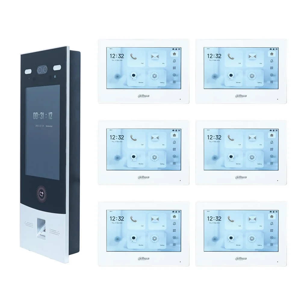 Dahua KIT videocitofono IP appartamento multilingue, VTO7541G e VTH2621GW-P, supporto RFID Face Code