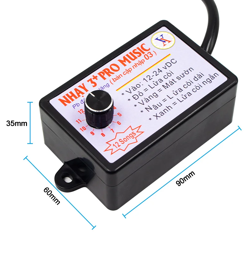 Nhay 3+ Pro Music Rapid Horn Relay 12-24V (12 Tones)   Electronic Horn Controller For Motorcycle Car Jeep Marine Boat Truck