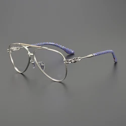 Pure Titanium Prescription Myopia Eyeglasses Frame Men Retro Pilot Optical Eyewear Anti Radiation Ultralight Glasses for Women