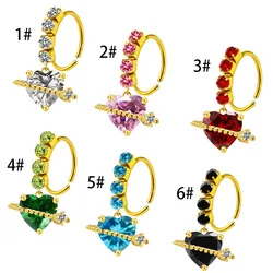 Fashion 316L Surgical Stainless Steel CZ Dangle Nose Studs Colorful Zircon Indian Hoop Nose Rings Naz Piercing Earrings Jewelry