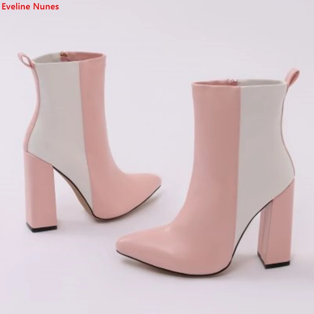 Mixed Colors Mid Boots New Arrival Women's Spring Chunky Heel Pointed Toe Fashion Confortable Beautiful High-quality Shoes