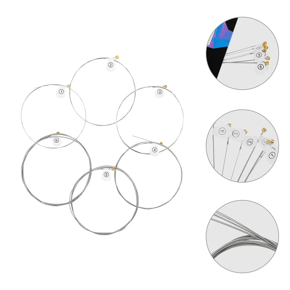 

6 Pcs High Carbon Steel Core Coated Strings Folk Guitar Supply Ballad Beads (gold)